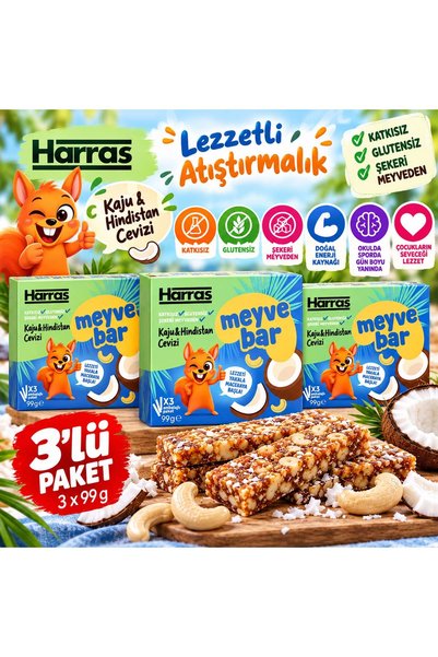Harras Glutensiz Meyve Bar 3x99g