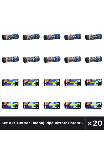 Az Set AZ: 10x saci menaj ldpe ultrarezistenti, 60l + saci menaj ldpe ultrare...