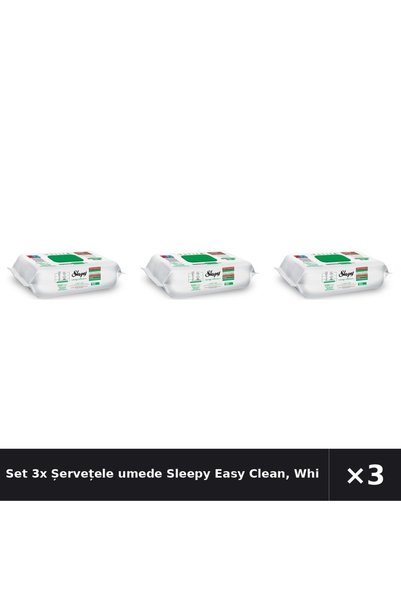 Sleepy Set 3x Șervețele umede Easy Clean, White Soap Additive, multisuprafețe...
