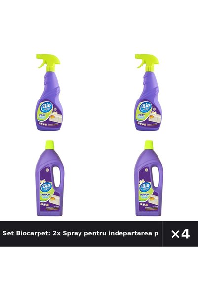 Biocarpet Set Biocarpet: 2x Spray pentru indepartarea petelor , 750 ml + Samp...