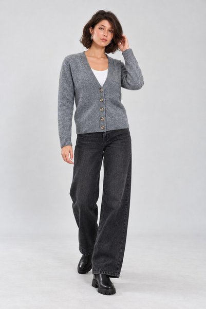Lavinza V-Neck Buttoned Wool Cardigan