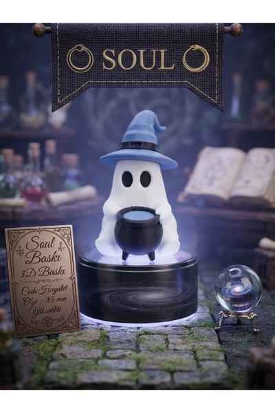 Soul 3D - Sevimli Cadı Hayalet ve İksir KAzanı Figürü (PLA)