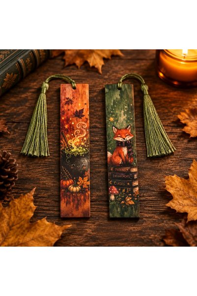 OEM MDF Bookmark Front-Back – Fantasy Fox and Magic Potions – Autumn Cottagec...