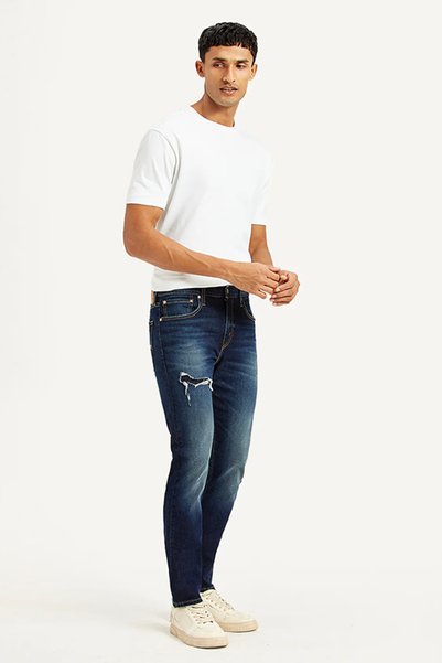 Levis Mens 512 Navy Blue Slim Tapered Fit Mid Rise Jeans