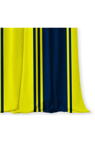 Bebişim Halı Yellow Navy Blue Football Ball Starry Double Winged Background Curtain