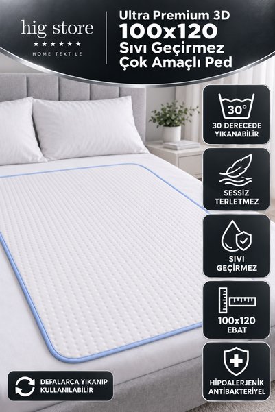 Hig Store 3D Yatak Koruyucu Hasta Altı Bebek Altı Yıkanabilir Ultra Emici 2 K...