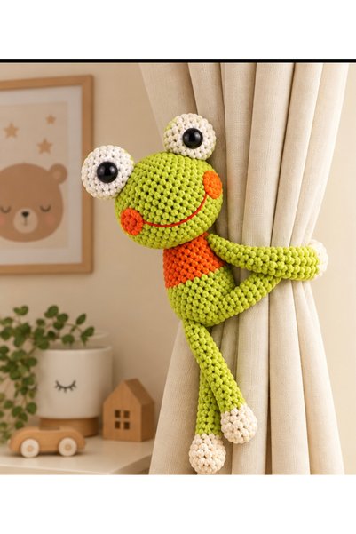 Madame Stella Amigurumi Kurbağa Figürlü Dekoratif Perde Kemeri ve Tutucu – Ço...