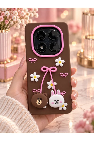 PRESTIGE KILIF Redmi̇ Note 14 Pro Plus Compatible - Embossed 3D Bow & Daisy P...