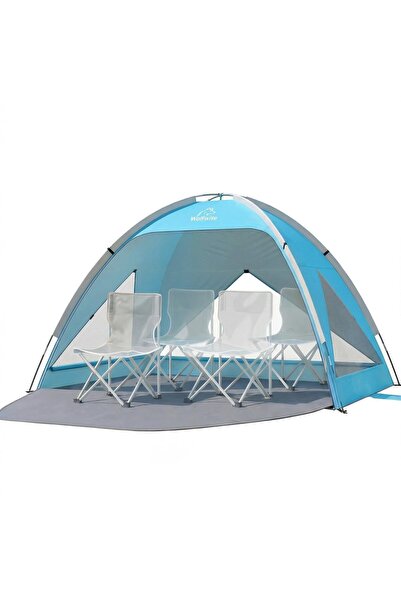 wolfwise Beach tent for 3-4 people, UPF50+, 3 mesh windows, extendable floor,...