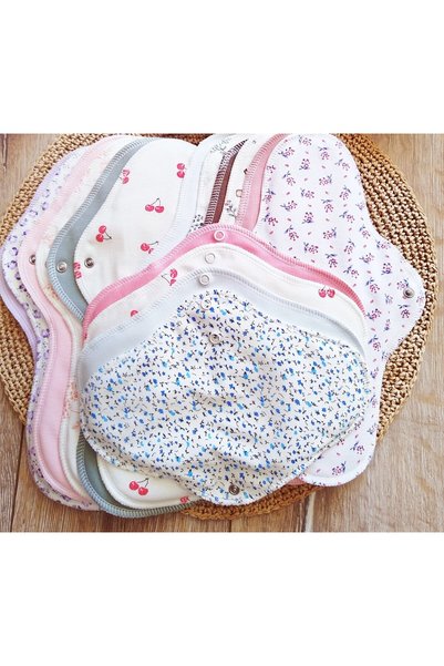 ECOSOFT Yıkanabilir Doğal Kadın Pedi 6'lı Karışık- Başlangıç Paketi %100 Pamuk ( 2 normal, 2 gece 2 lohusa M-L-XL beden)