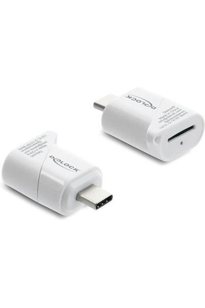 DELOCK Αναγνώστης καρτών για Micro SD, σύνδεση USB-C, 5Gbps, λευκό - (91427)