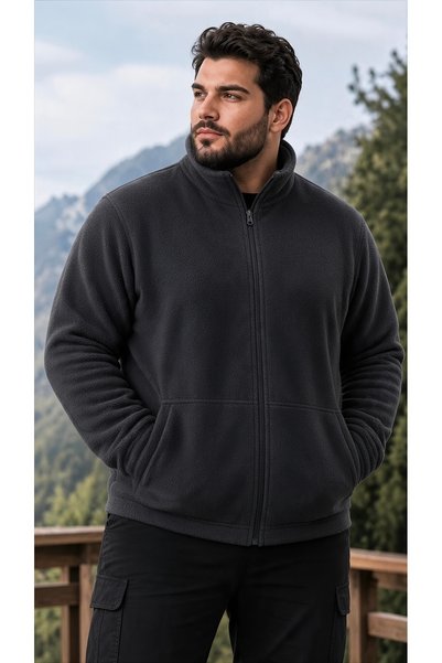 Givoria Plus Size Zippered Fleece Cardigan Soft Fleece Jacket
