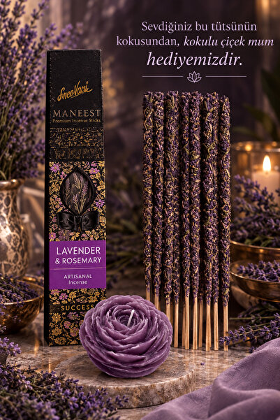 Lavender & Rosemary Premium Tütsü -MUM HEDİYELİ- Magical Manifest- Doğal El Yapımı Lavanta-Biberiye