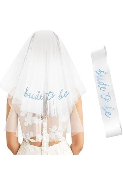 TERRIFI Dollar Blue Bride to Be Sash Veil, Bachelorette Party Decorations for...