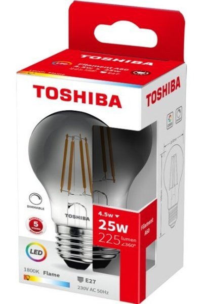 Toshiba Λάμπα LED Φιλαμέντο Καπνιστό A60 E27 4.5W 1800K Ρυθμιζόμενης Έντασης ...