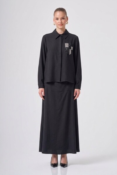 Nuss 1088 Beaded Embroidered Shirt Skirt Set