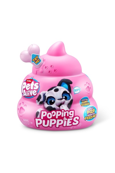 Pets Alive - Jucarie de plus interactiva catelus cu accesorii surpriza, Poopi...