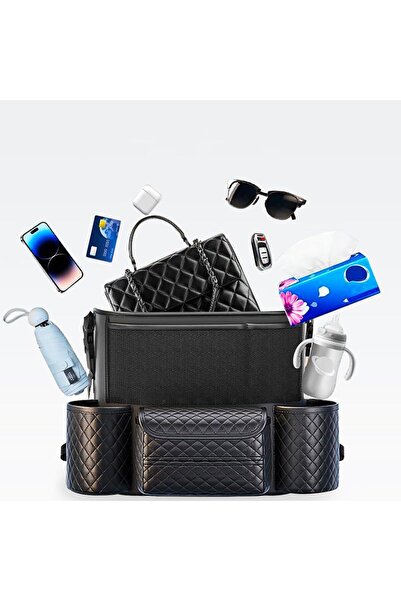 KASTWAVE Car Net Pocket Handbag Holder, Leather Seat Back Organizer Between S...