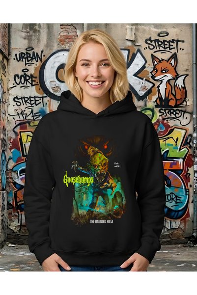 BUTSHIRT 'Goosebumps - Halloween - Helloween' Printed Unisex Hooded Slim Fit Sweatshirt