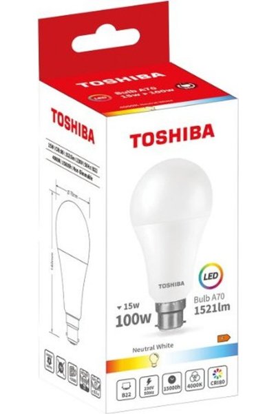 Toshiba LED A70 B22 15W 4000K - (DELS-BL4401522AE21)