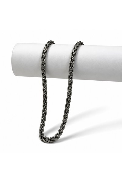 Alviro Lanț coadă de vulpe masculină din oțel chirurgical gri închis 6mm 55 cm