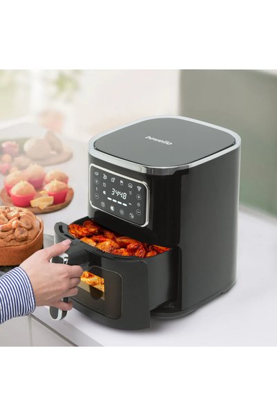 Bewello Air fryer 5L, 1450W, ecran touch, fara ulei, temperatura reglabila, t...