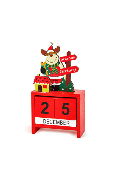 OEM Calendar Craciun din lemn MDF, 13.5x7x3.5 cm, model Mos Craciun/ ren/ om ...