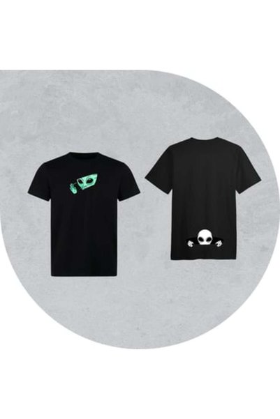 Generic تيشيرت Alien Vibes اسود قطن
