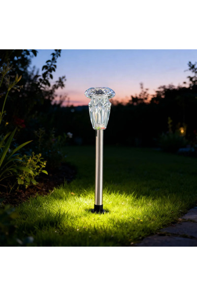 Garden of Eden Lampă solară de grădină LED, lumină albă caldă, cromată, cu ef...