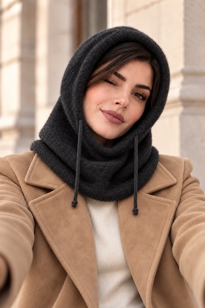 Trend Kapında Women's Soft Balaclava Knitwear Hat Neck Warmer Winter Beanie