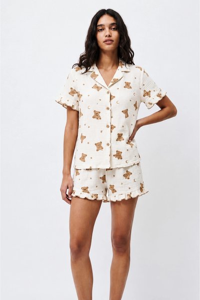 bysocafashion Women's Snow White Patterned Pajama Set