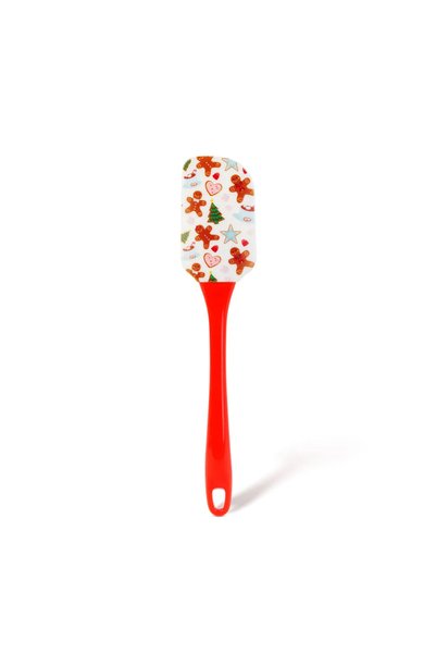 Bewello Spatula de bucatarie cu cap din silicon, model de Craciun, maner plas...