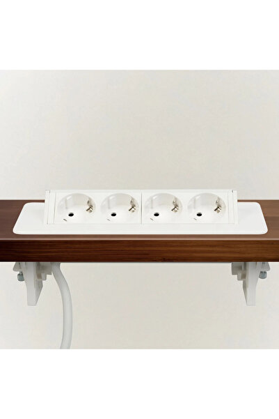 DELIGHT Priza incorporabila blat, 4 prize Schuko, flip up, 16A, 3500W, alb, 1...