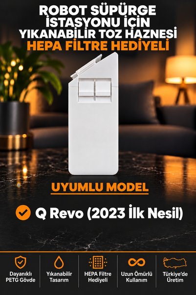 Roborock Q Revo (2023 İlk Nesil) Uyumlu Yıkanabilir Robot Süpürge Toz Haznesi, Toz Torbası Yerine