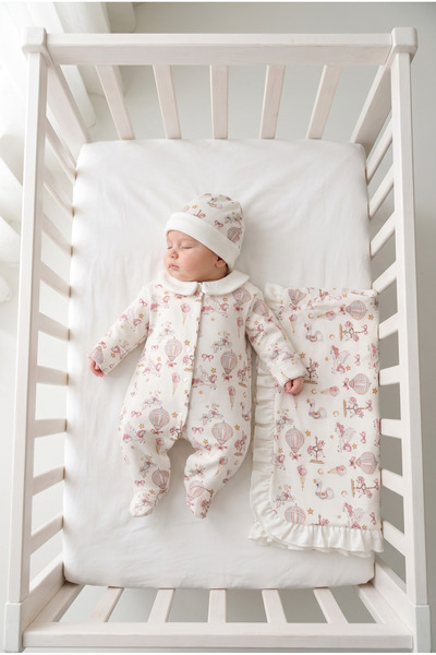 Mert Baby Petite Unicorn 3-Piece Organic Hospital Discharge Set 100% Cotton Newborn Baby Girl