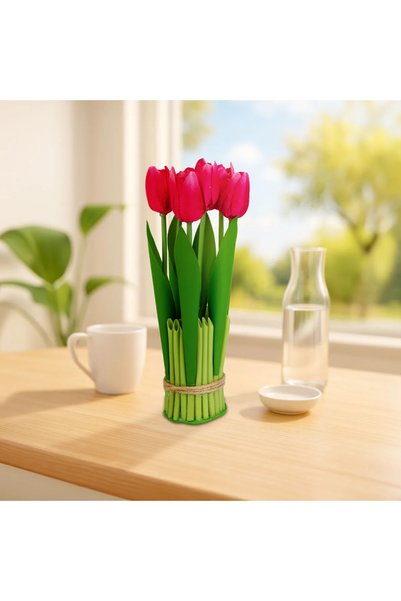 Vog und Arths Decor plastic - lalele - rosu - 26 x 6.5 cm