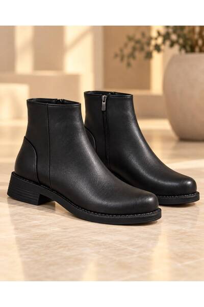SOLERIUM SHOES ΜΑΥΡΑ ΜΠΟΤΑΚΙΑ ΜΕ ΦΛΑΤ ΣΟΛΑ