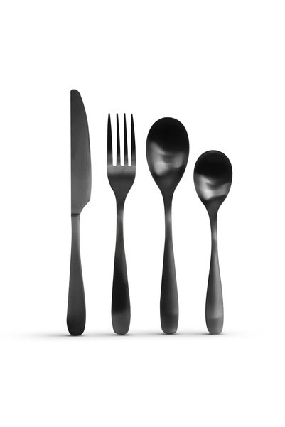 Bewello Set tacamuri 16 piese, finisaj mat negru, design modern, usor de cura...