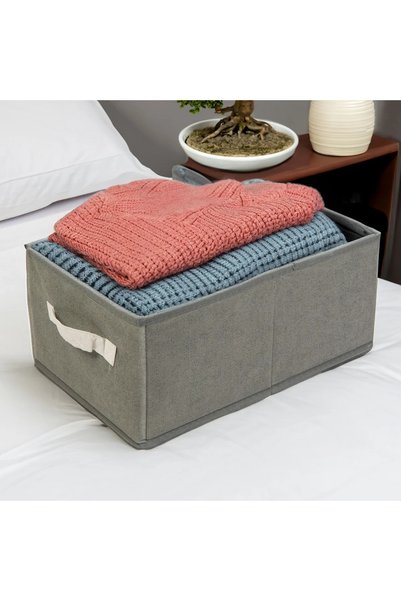 Bewello Cutie pentru depozitare textila 38.5x24x16.5 cm, gri, organizator pli...