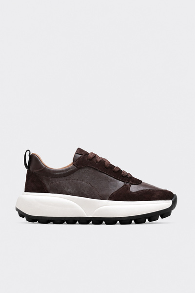 FAST STEP Genuine Leather 182Za3323 Brown Leather Brown Suede Women's Casual ...