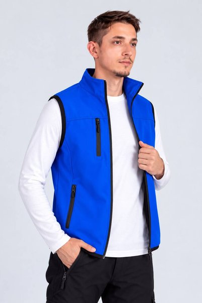 Vatan Tekstil Dik Yaka Slim Fit 3 Cepli Softshell Erkek Yelek Su İtici Kumaş