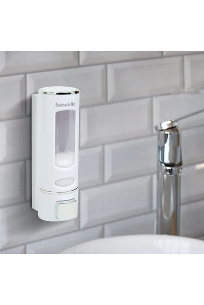 Bewello Dozator sapun lichid 400ml, montaj perete, pompa manuala, plastic, alb