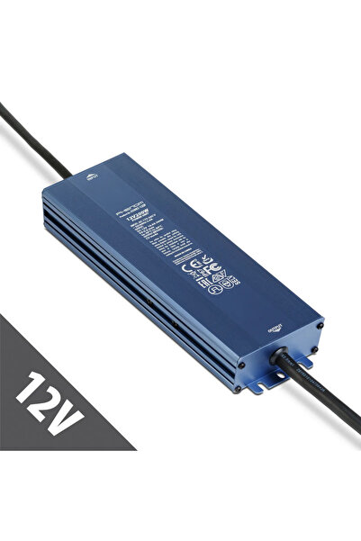 Phenom Sursa alimentare 12V 200W 16.6A IP67 gri, transformator LED impermeabi...