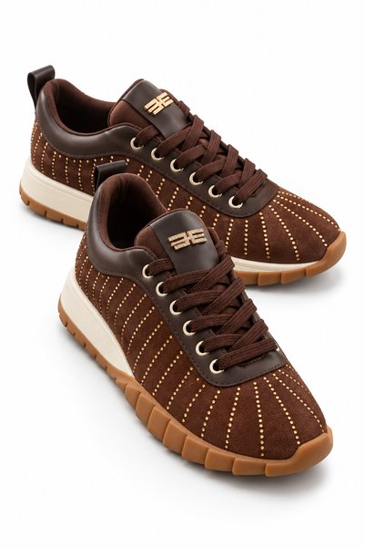 LABRONA Women's Lace-Up Colorful Sole Stone Patterned Sneaker Walking Shoes