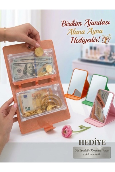 Genel Markalar (ZENORAH) Birikim ajandası 6 yaprak turuncu renk ajanda ve 3fa...