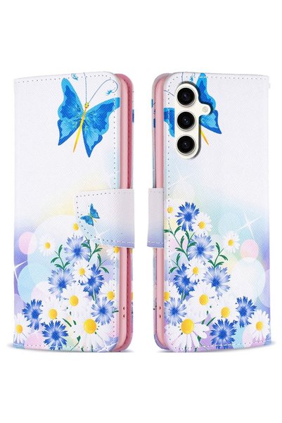 XGSM Husă tip carte Samsung Galaxy S23 FE, Portofel, Fluture și Flori Alb