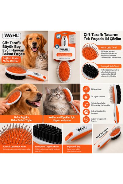 LUMIQO Çift Taraflı Büyük Boy Kedi ve Köpek Bakım Fırçası