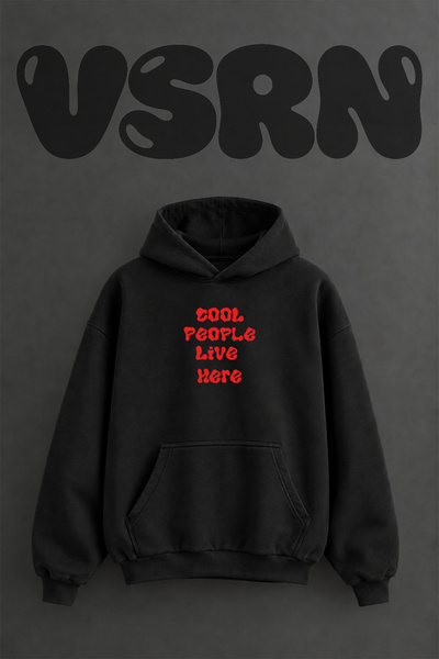 VSRN Cool retro dizajn, unapred štampana velika crna majica sa kapuljačom
