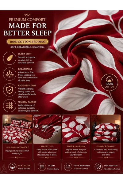 Generic MZDT 6-Piece Cotton Bedding Set – 100% Cotton, 125 GSM, 1 Fitted Sheet, 1 Duvet Cover & 4 Pillowcases, Soft, Breathable & Durable (Honeycomb Heart Print, King)