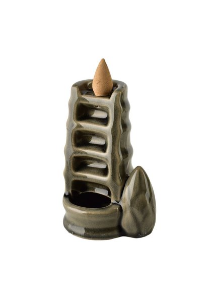 MONDEX Arzător de tămâie cu reflux, cu tămâie, ceramică gri, 7x5.5x11 cm